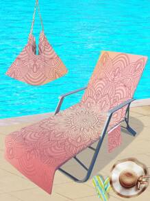 1pc Mandala Pattern Chair Slipcover, Modern Microfiber Beach Chair Slipcover For Beach - Multicolor - View 2