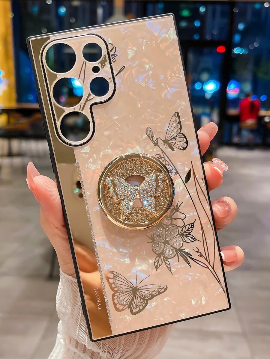 Iphone 16 Butterfly Pattern Phone Case With Ring Holder