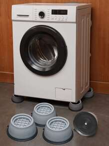 4pcs Shock Absorbing Floor Mat, ABS Non-slip Floor Mat For Washing Machine - Dark Grey - View 1