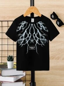 Toddler Boys Lightning & Letter Graphic Tee - Black - View 1