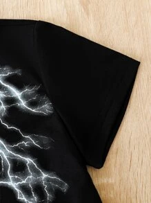 Toddler Boys Lightning & Letter Graphic Tee - Black - View 3