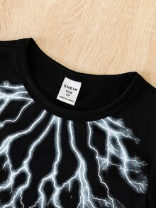 Toddler Boys Lightning & Letter Graphic Tee - Black - View 5