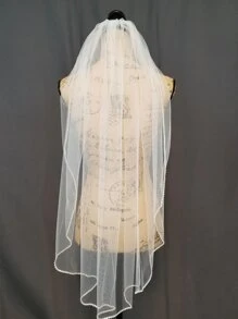 女士水钻装饰新娘面纱秋装 - 白色 - 查看 5