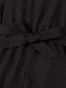 Girls Solid Belted Cami Jumpsuit - Black - View 4