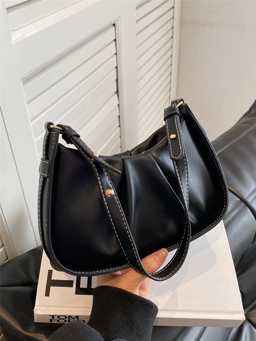 Hàng mới đến Sành điệu Hình đám mây Túi đeo vai Với Xếp , Linh hoạt - màu đen - Xem 1