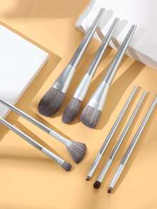 8pcs Makeup Brush Set With Storage Bag,Brush Set,Makeup Brush Kit,Make Up Brush Set,Make Up Set Complete,Makeup Brush Set,Complete Makeup Kit,Brush Kit,Brushes Makeup Set,Makeup Gift Set - Silver - View 2