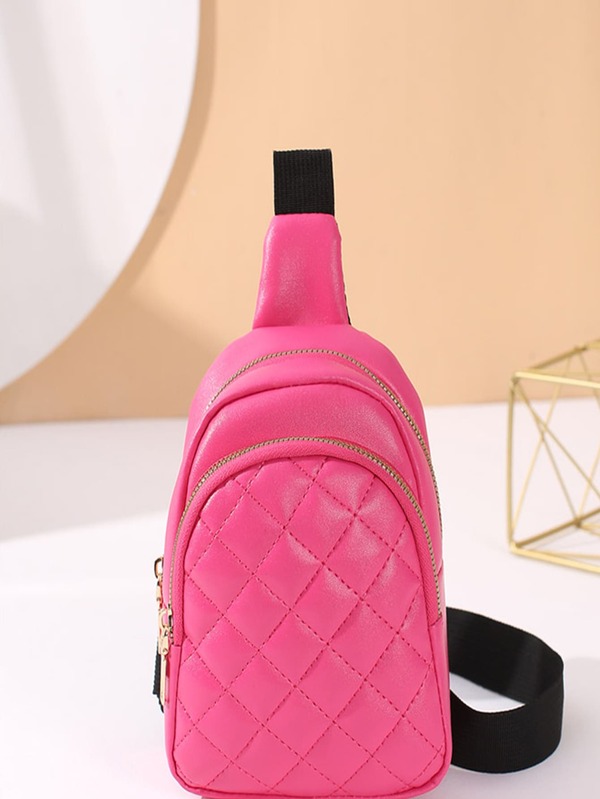 Quilted Sling Bag Mini Neon Pink Fanny Pack SHEIN USA