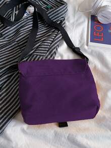 Letter Graphic Messenger Bag Release Buckle Decor Square Bag - Purple - View 2