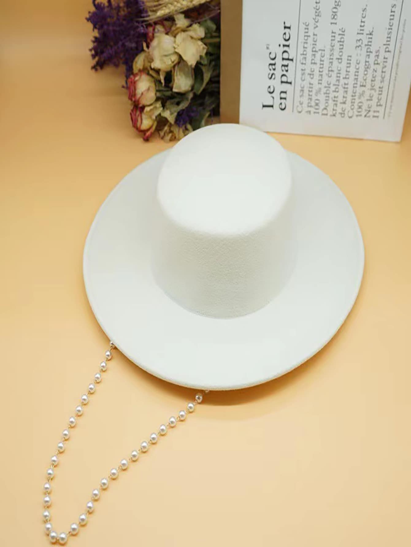 Faux Pearl Decor Fedora Hat