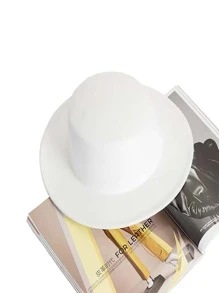 Faux Pearl Decor Fedora Hat - White - View 3