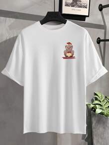 Manfinity EMRG Men Plus Bear & Letter Graphic Tee - White - View 2