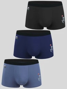 Men 3pcs Skull Print Boxer Brief - Multicolor - View 1