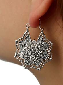 1 đôi Retro Phong cách Bohemian Hợp kim Xu hướng: Cắt giảm Hình hoa Dangle Hoa tai Đối với phụ nữ , Thích hợp Đối với Món quà , Kỳ nghỉ Và Sử dụng hàng ngày - Màu Bạc Cổ - Xem 8