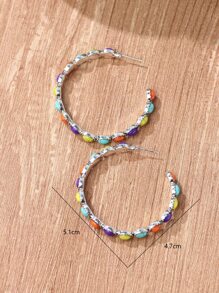 綠松石裝飾開口耳環 - 彩色 - 查看 3