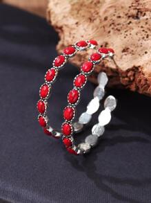 Bông tai trang trí bằng đá - Màu Đỏ Sâu - Xem 1