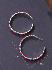 Bông tai trang trí bằng đá - Màu Đỏ Sâu - Xem 3