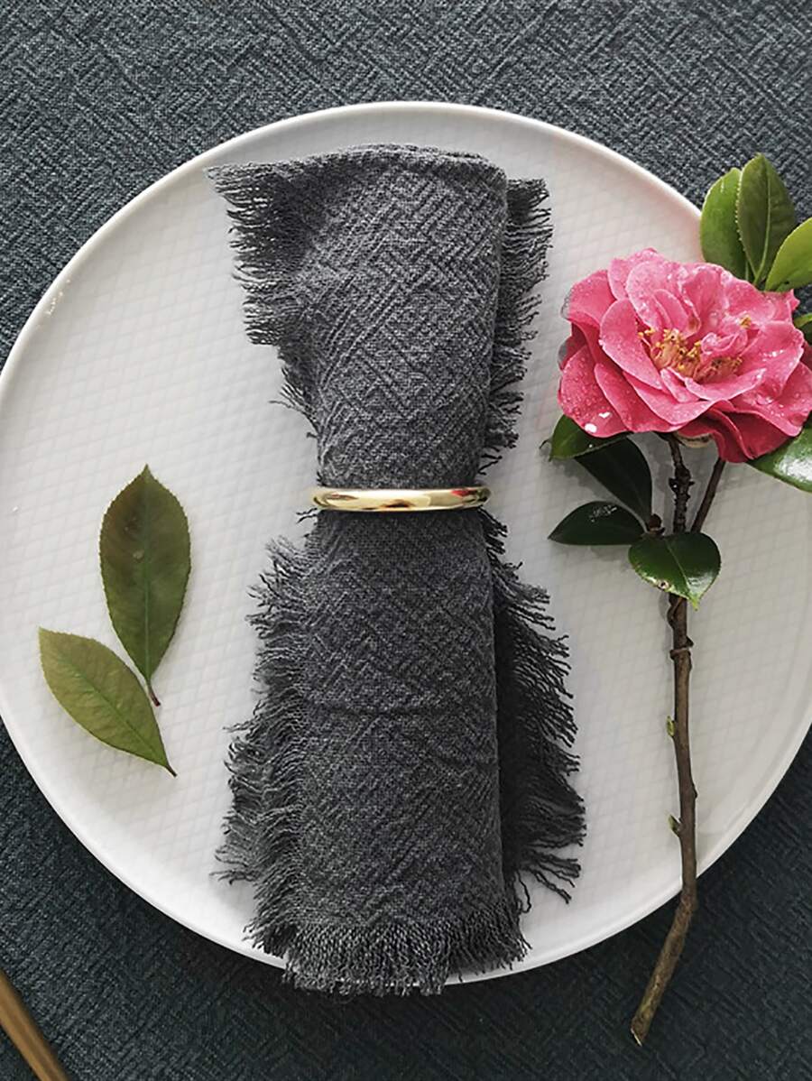 1 cái Khăn ăn Polyester, Khăn ăn bằng vải thô cho nhà hàng - màu đen - Xem 1