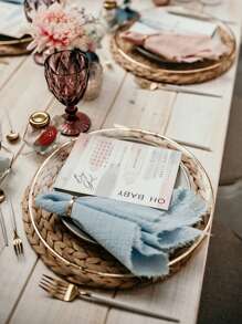 1 chiếc khăn ăn để bàn màu xanh, khăn ăn bằng vải polyester thô cho gia đình - Màu xanh lam - Xem 4