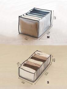 1pc Polyester Underwear Storage Box, Minimalist Contrast Binding Multi-grid Sock Underwear Organizer Divider For Bedroom - Multicolor - View 2