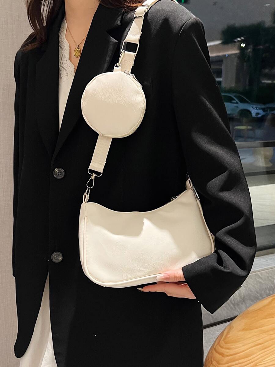 Minimalist Crossbody Simple Hobo Bag With Coin Purse , Women Bag With Dime Bag