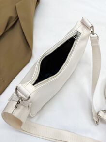 Minimalist Crossbody Simple Hobo Bag With Coin Purse , Women Bag With Dime Bag - White - View 6