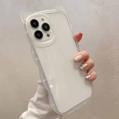 1 件时尚猫耳波浪形保护厚透明 TPU 材质手机壳适用于 7/8/7Plus/8Plus/X/XS/XR/XSMax/11/11Pro/11ProMax/12/12Pro/12ProMax/13/13Pro/13ProMax/14/14Pro/14ProMax/14Plus/15/15Pro/15Plus/15ProMax/16/16Pro/16Plus/16ProMax 防水防震防摔防刮
