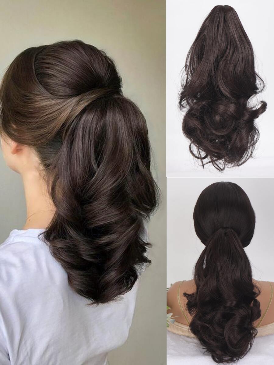 Tóc Ngắn Xoăn Đuôi Ngựa Tổng Hợp - màu nâu - Xem 1