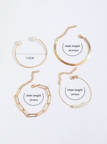 4 cái/bộ Đồ trang trí Ngọc Trai giả Vòng tay - Vàng - Xem 4