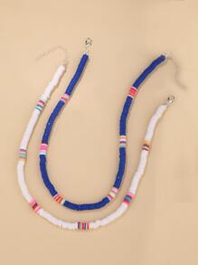 2入組彩色粘土釘珠項鍊 - 彩色 - 查看 1