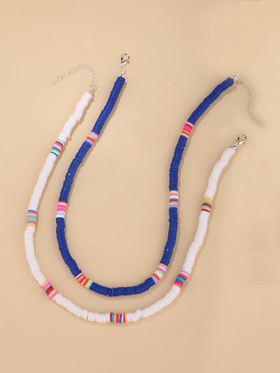 2入組彩色粘土釘珠項鍊 - 彩色 - 查看 1