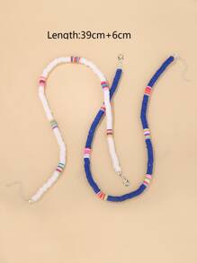 2入組彩色粘土釘珠項鍊 - 彩色 - 查看 2