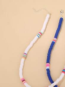 2入組彩色粘土釘珠項鍊 - 彩色 - 查看 3
