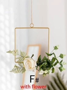 ROMWE 1pc Metal Geometric Decorative Hanging Rack Without Flower, Minimalist Iron Geometric Shaped Hanging Decoration For Home - Multicolor - View 3