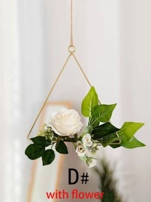 ROMWE 1pc Metal Geometric Decorative Hanging Rack Without Flower, Minimalist Iron Geometric Shaped Hanging Decoration For Home - Multicolor - View 5