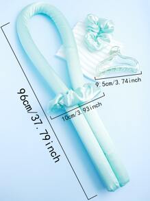 4 PIEZAS Bigudíes esponjosos y rizados de EVA para el cabello, rodillos para dormir y peluquería que crean ondas grandes - verde menta - Ver 4