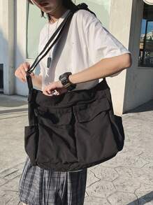 簡約斜挎大容量流浪包書包，適合畢業生、青少年女孩、新生、大二、初中和高中學生、大學和高中，非常適合戶外、旅行和返校