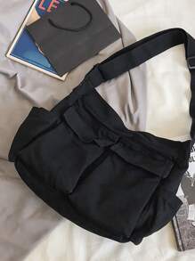 簡約斜挎大容量流浪包書包，適合畢業生、青少年女孩、新生、大二、初中和高中學生、大學和高中，非常適合戶外、旅行和返校