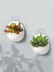 1pc PP Hanging Basket, Minimalist Solid Color Hanging Basket For Home - White - View 1