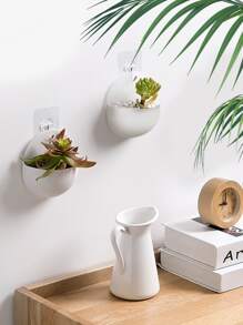 1pc PP Hanging Basket, Minimalist Solid Color Hanging Basket For Home - White - View 2