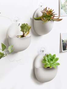 1pc PP Hanging Basket, Minimalist Solid Color Hanging Basket For Home - White - View 3