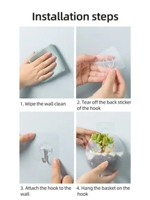 1pc PP Hanging Basket, Minimalist Solid Color Hanging Basket For Home - White - View 4