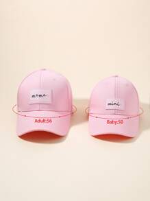 2pcs/Set Pink Combo Baby & Mom Baseball Cap, Cute Infant Hat And Mother Hat, Summer Sun Protection, Baby Letter Pattern Design, Suitable For Daily Wear Or Travel - Pink - View 5