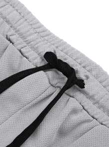 Gym Rark 男友风男士抽绳腰部开衩运动短裤健身短裤灰色短裤 - 淺灰色 - 查看 3