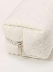 1pc Love Pattern Plush Large Capacity Makeup Bag For Women Girls Storage Makeup Organizer Makeup Case - White - View 5