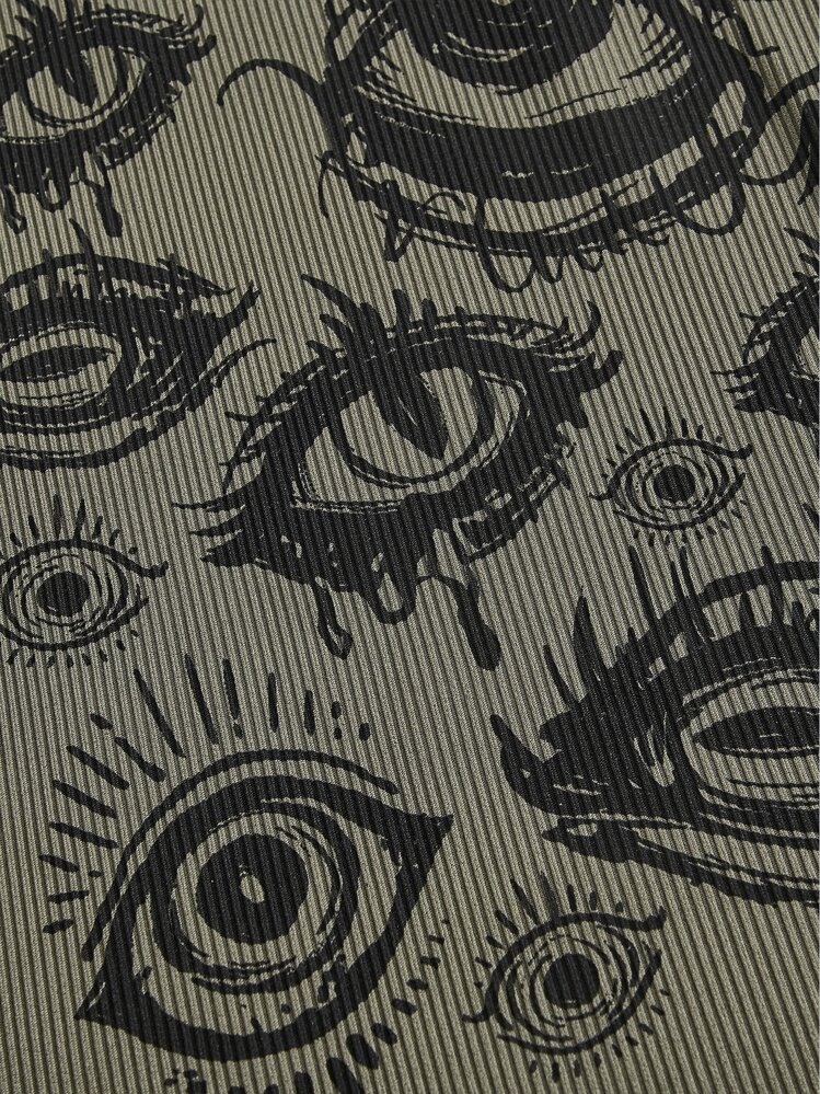 ROMWE Goth 眼睛印花背心，学校 - 軍綠色 - 查看 3