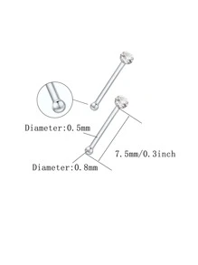 12入組可愛小號925銀1.0毫米尺寸水晶細鼻釘適合女士和女孩