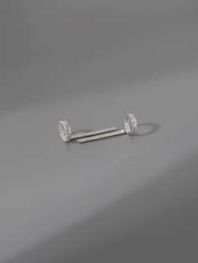 Cubic Zirconia Decor Silver Stud Earrings - Silver - View 2