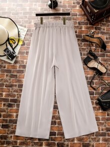 SHEIN LUNE Plus Tie Waist Wide Leg Pants - Apricot - View 2