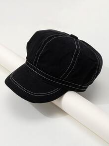 Gorra baker con diseño de puntada - Negro - Ver 3