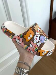 Mujer con dibujos animados león & con estampado de conejo Chanclas EVA preppy Chanclas - Multicolor - Ver 1